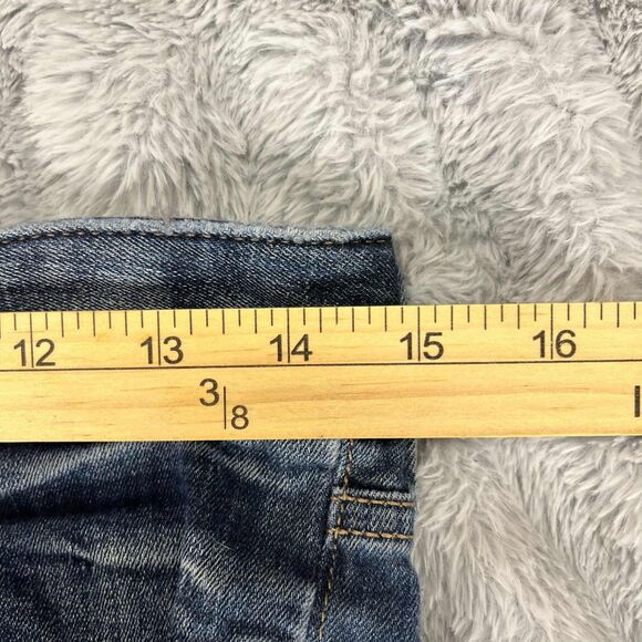 Express Jeans Womens 2 Cropped Skinny Stella Low Rise Distressed Blue Denim - Picture 6 of 8